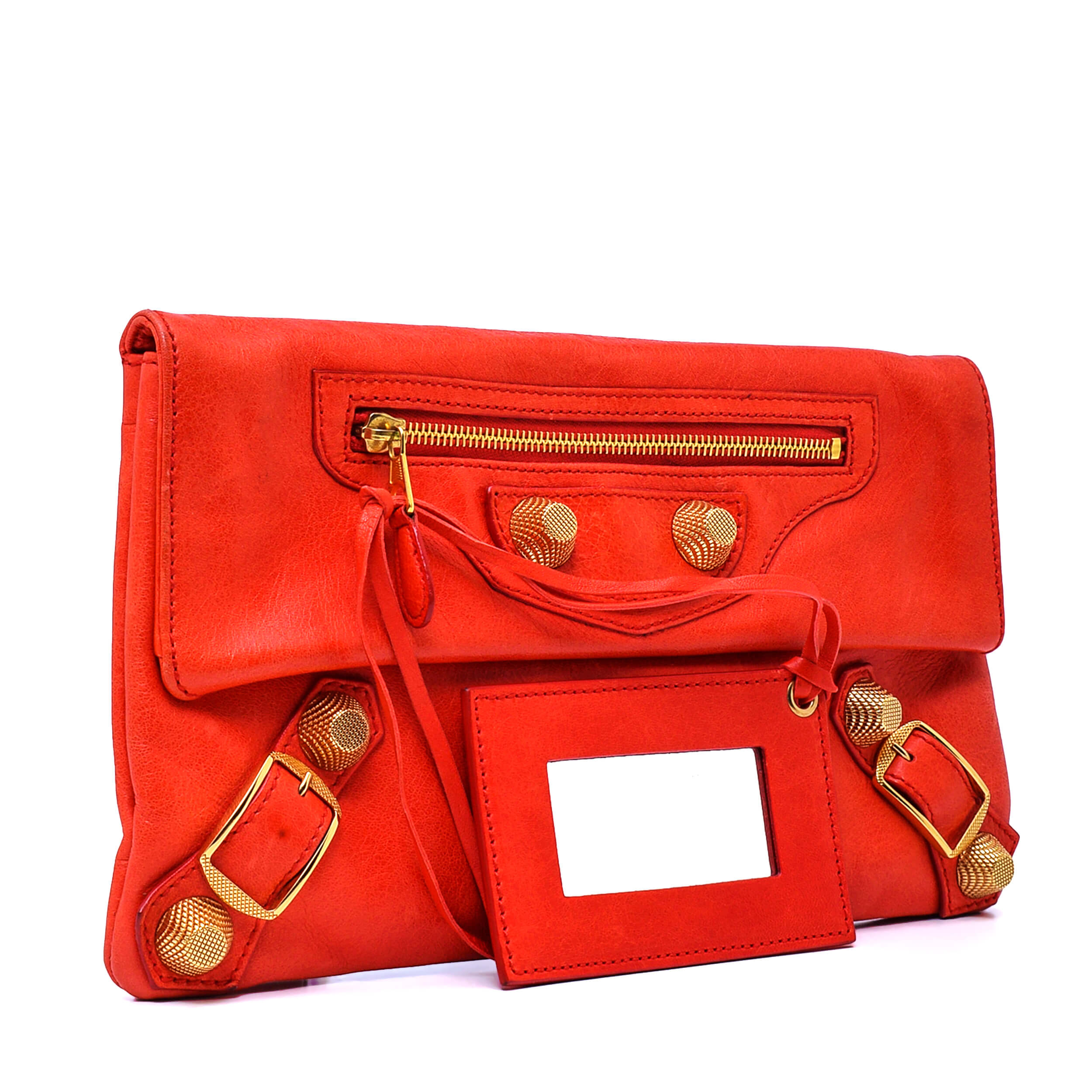 Balenciaga - Red Leather Motorcycle Envelope Clutch